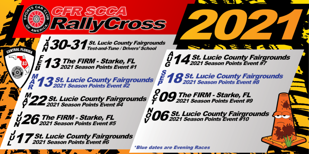 CFR SCCA RallyCross 2021 Season Calendar